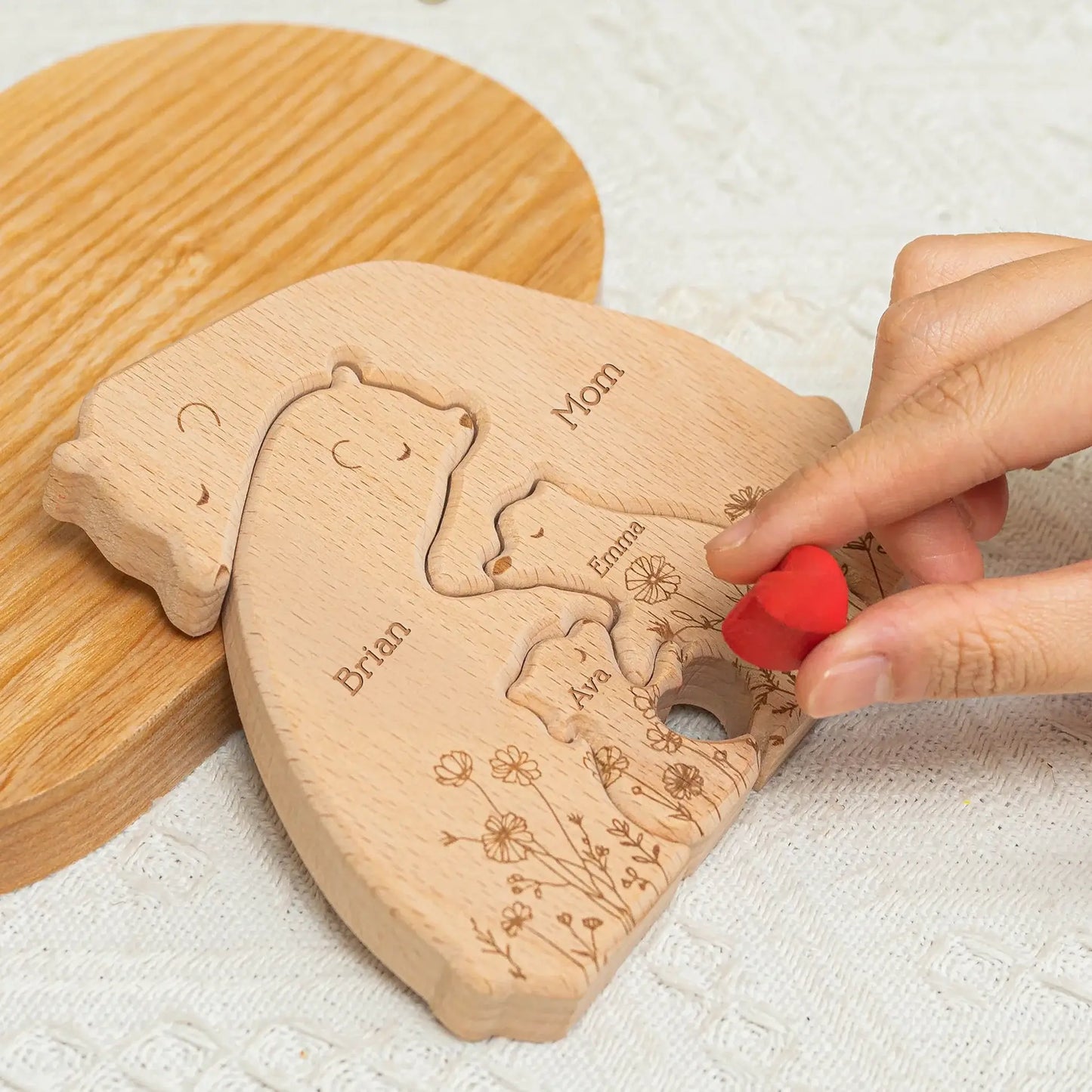 HenryCustoms Personalized Wooden Bear Family Puzzle