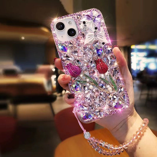 HenryCustoms™ diamond rose flower cell phone case