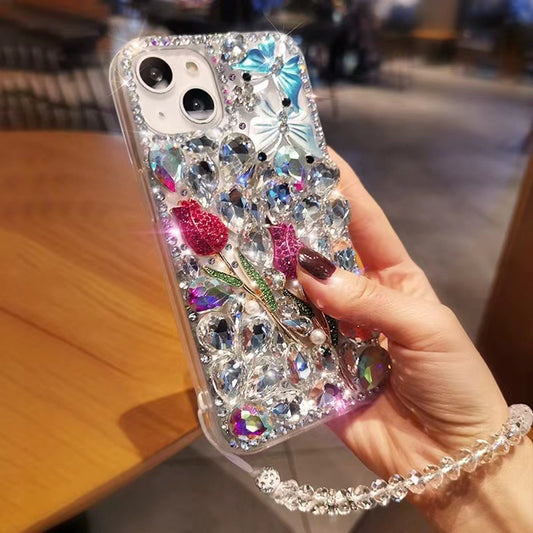 HenryCustoms™ diamond rose flower cell phone case