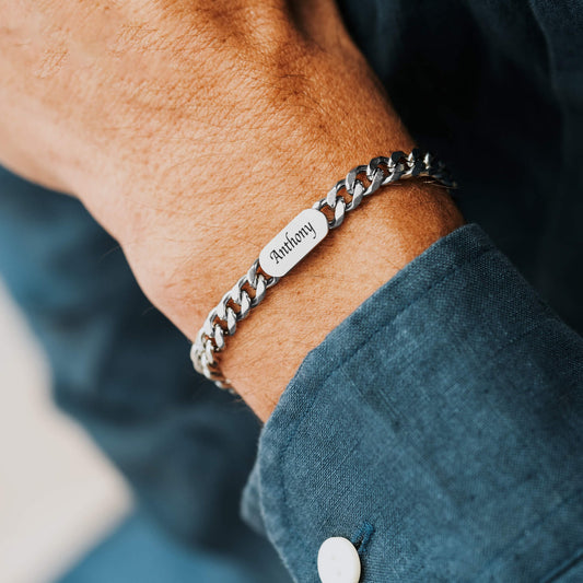 HenryCustoms Silver Curb Chain Bracelet for dad