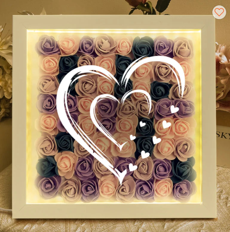 HenryCustoms Personalized Flower Shadow Box With LED Light