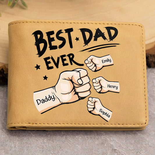 HenryCustoms Best Dad Ever Personalized Leather Wallet