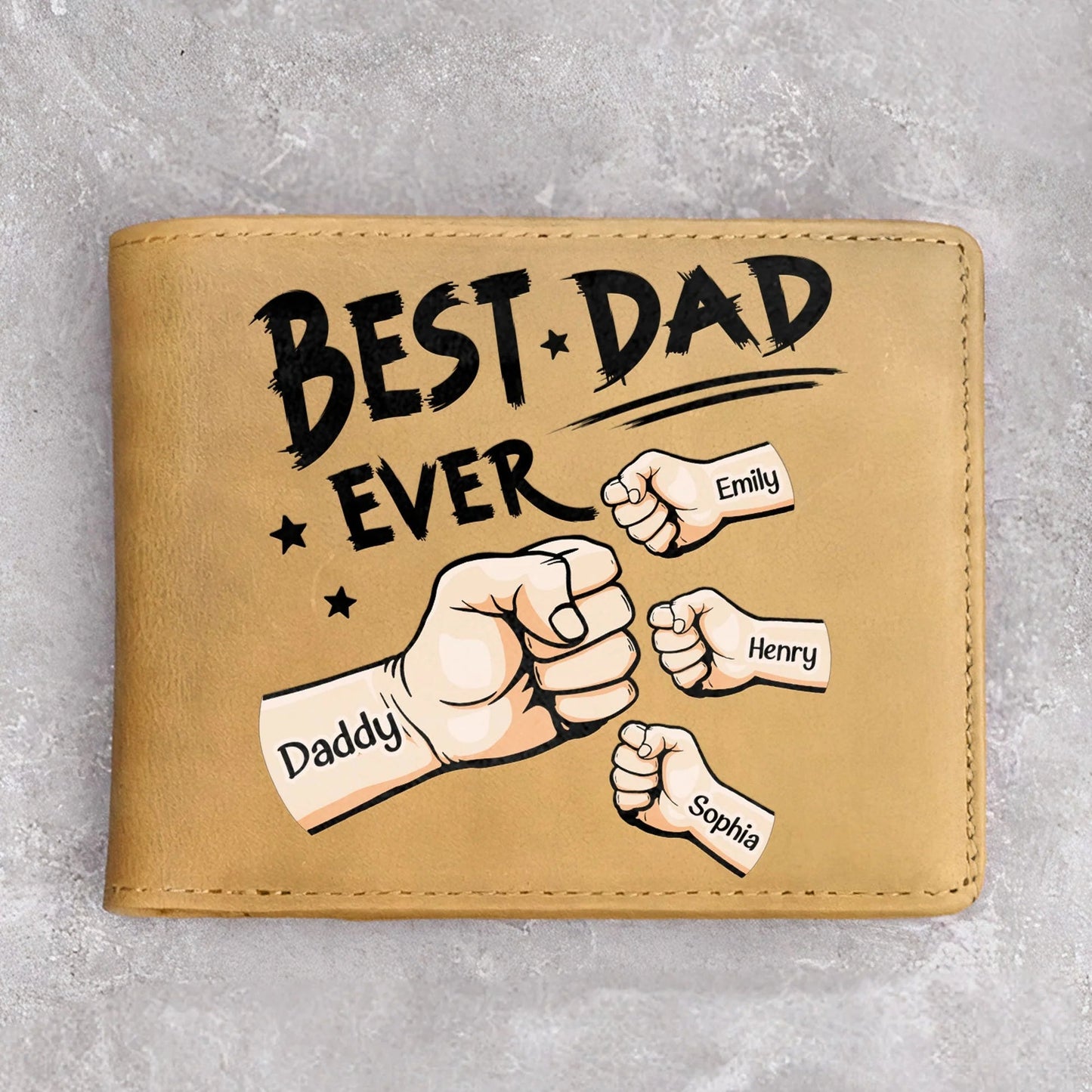 HenryCustoms Best Dad Ever Personalized Leather Wallet
