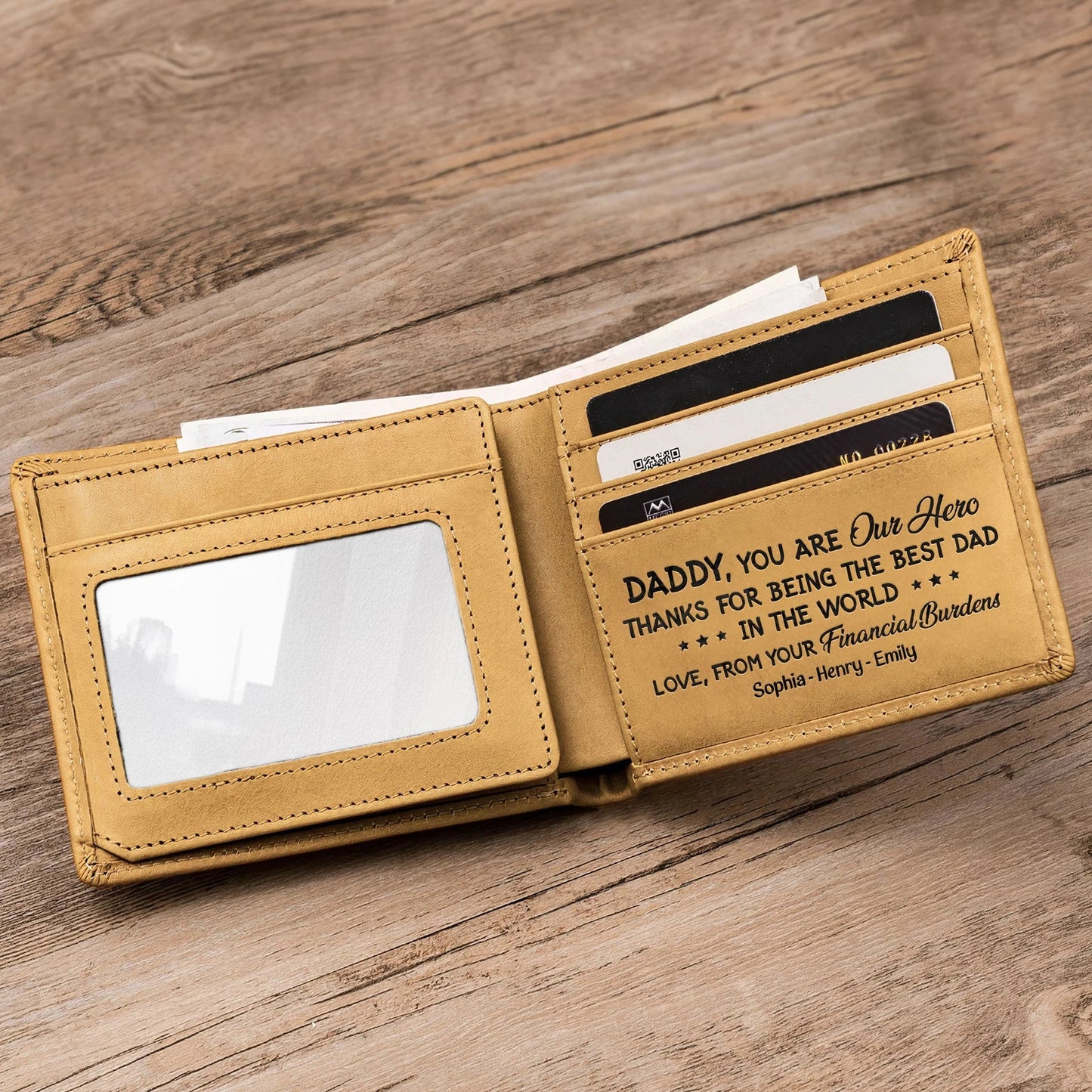 HenryCustoms Best Dad Ever Personalized Leather Wallet