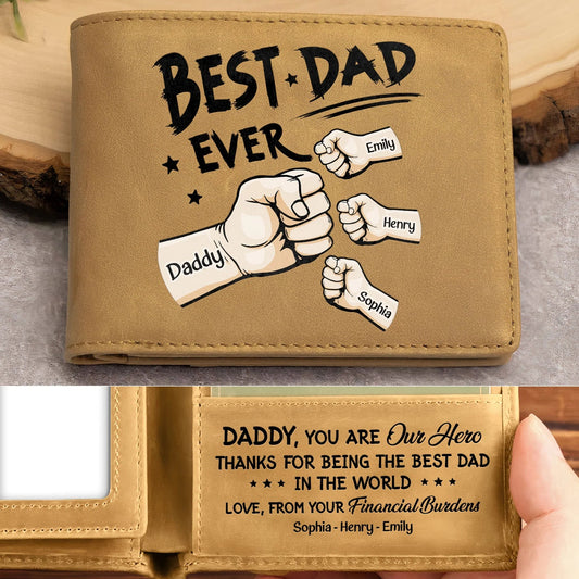 HenryCustoms Best Dad Ever Personalized Leather Wallet