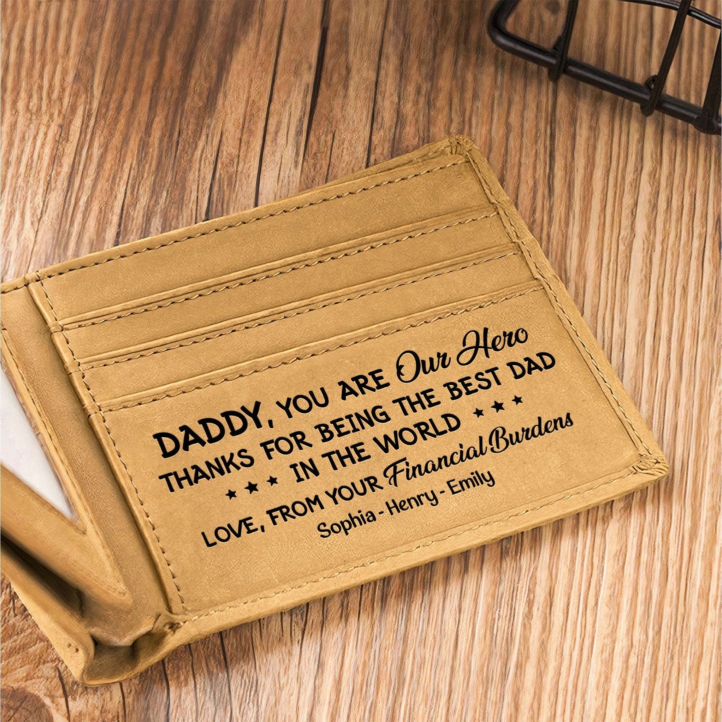 HenryCustoms Best Dad Ever Personalized Leather Wallet