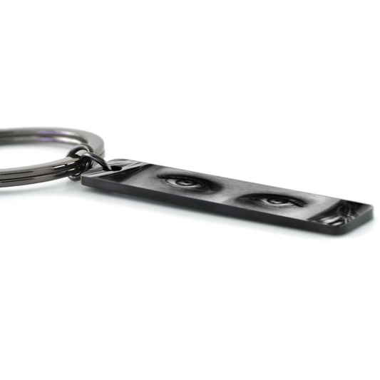 Custom photo eye keychain charm laser-engraved for guardian protection