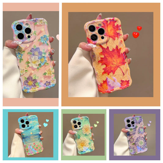 HenryCustoms Retro Floral Oil Painting Wavy phone case
