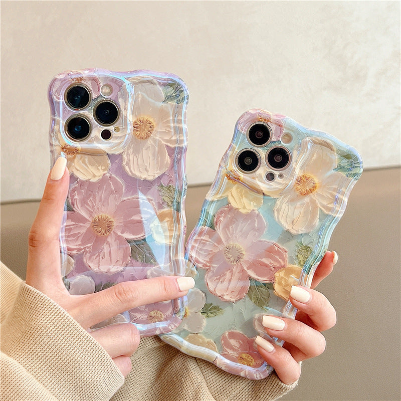 HenryCustoms Retro Floral Oil Painting Wavy phone case